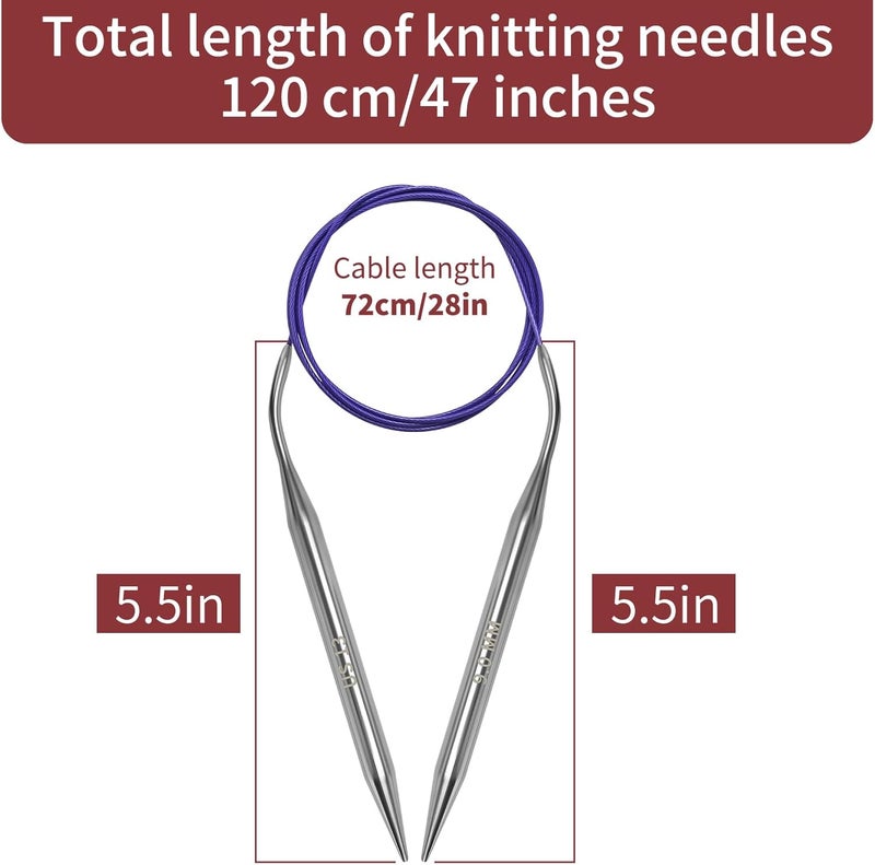 Soosui 4.5 mm Circular Knitting Needles US7 |47 inches/120 cm | for Beginners Knitting Shawls, Scarves, Blankets and Other Large Projects! - Image 2